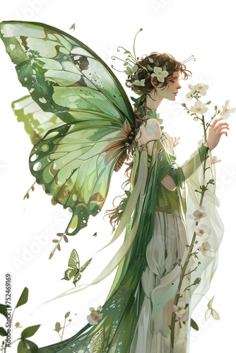 a friendly sylph air spirit isolated on a transparent background, generative ai