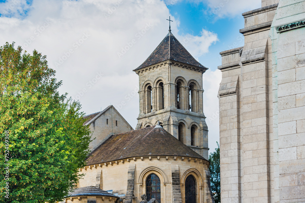 Church of Saint Peter of Montmartre with tower. Montmartre hill, Paris, France