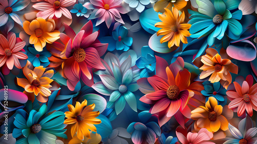 3d multicolored flowers