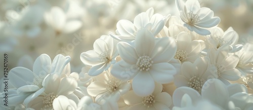 Delicate White Flowers Blooming in a Fresh Spring Garden Wallpaper Background