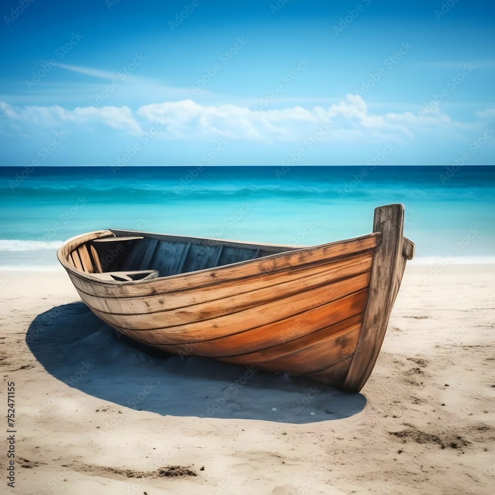 Serene Fishing Boat Quietly Rests on a Peaceful Seashore at Sunset Serene Fishing Boat Quietly Rests on a Peaceful Seashore at Sunset
