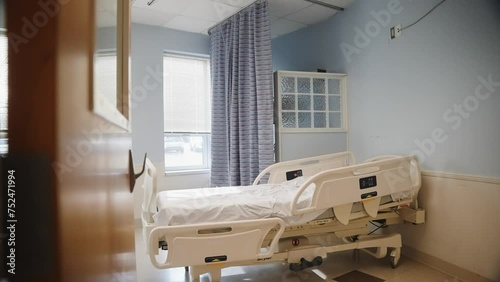 Empty Hospital Bed pan around doorway to reveal