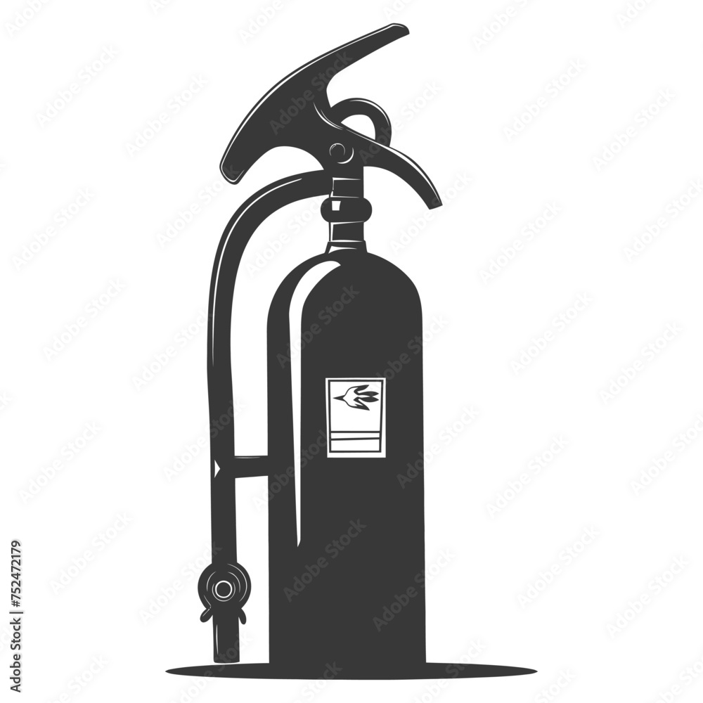 Fototapeta premium Silhouette Fire Extinguisher black color only