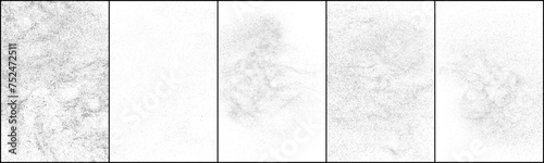 Black texture on white. Worn effect backdrop. Old paper overlay. Grunge background. Abstract pattern. Set vector illustration, eps 10. 