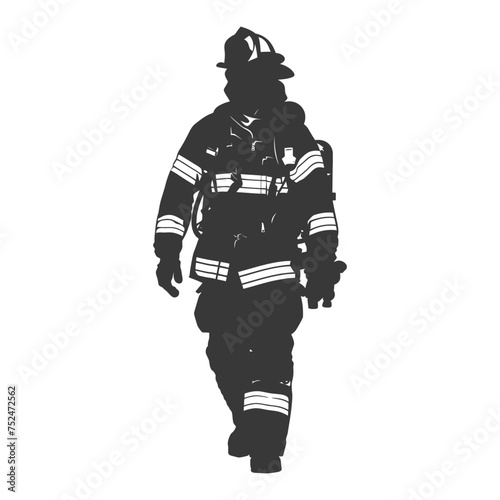 Silhouette firefighter wearing safety equipment black color only © NikahGeh