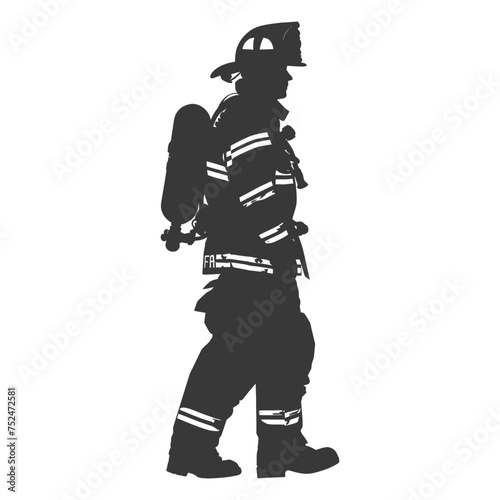 Silhouette firefighter wearing safety equipment black color only © NikahGeh