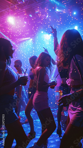 a group of people dancing in a club