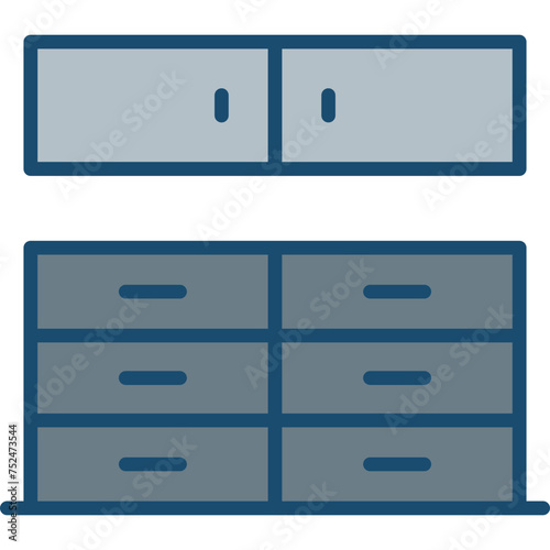 Kitchen Cabinet Line Filled Grey