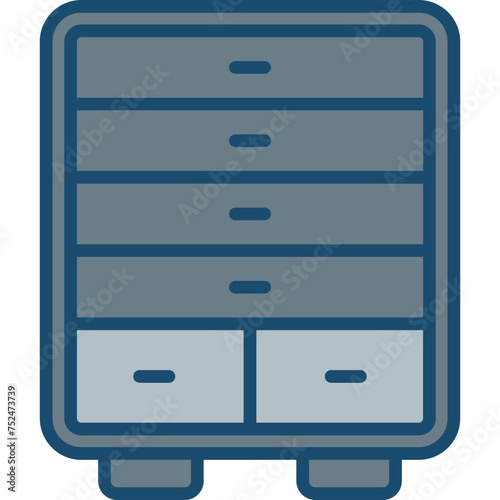 Chest Of Drawers Line Filled Grey