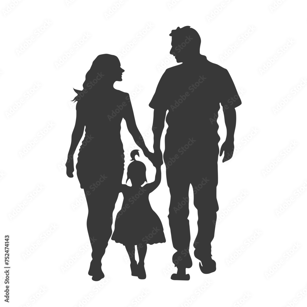 Silhouette for celebrating parents day moment black color only