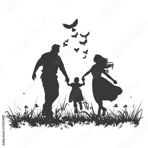 Silhouette for celebrating parents day moment black color only