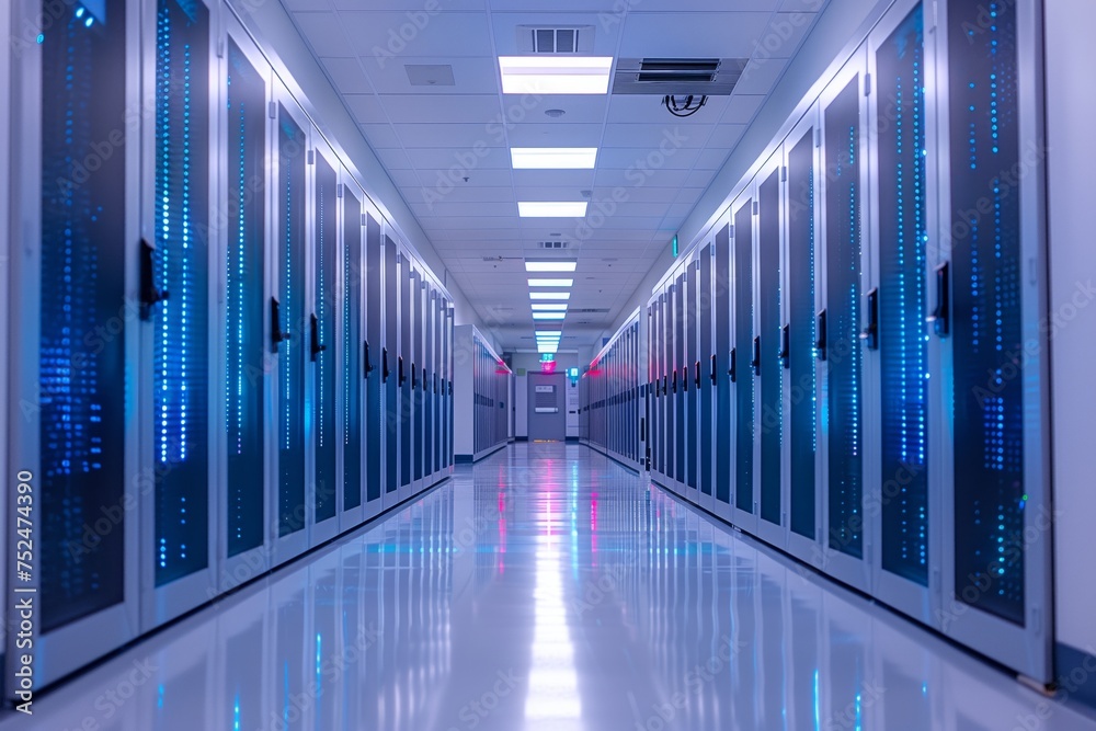 Fototapeta premium Data Center Aisle with Server Racks