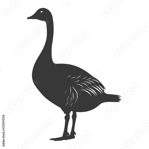 Silhouette goose animal black color only full body