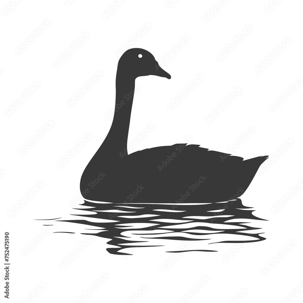 Silhouette goose animal swim black color only full black color only Silhouette goose animal swim black color only full black color only