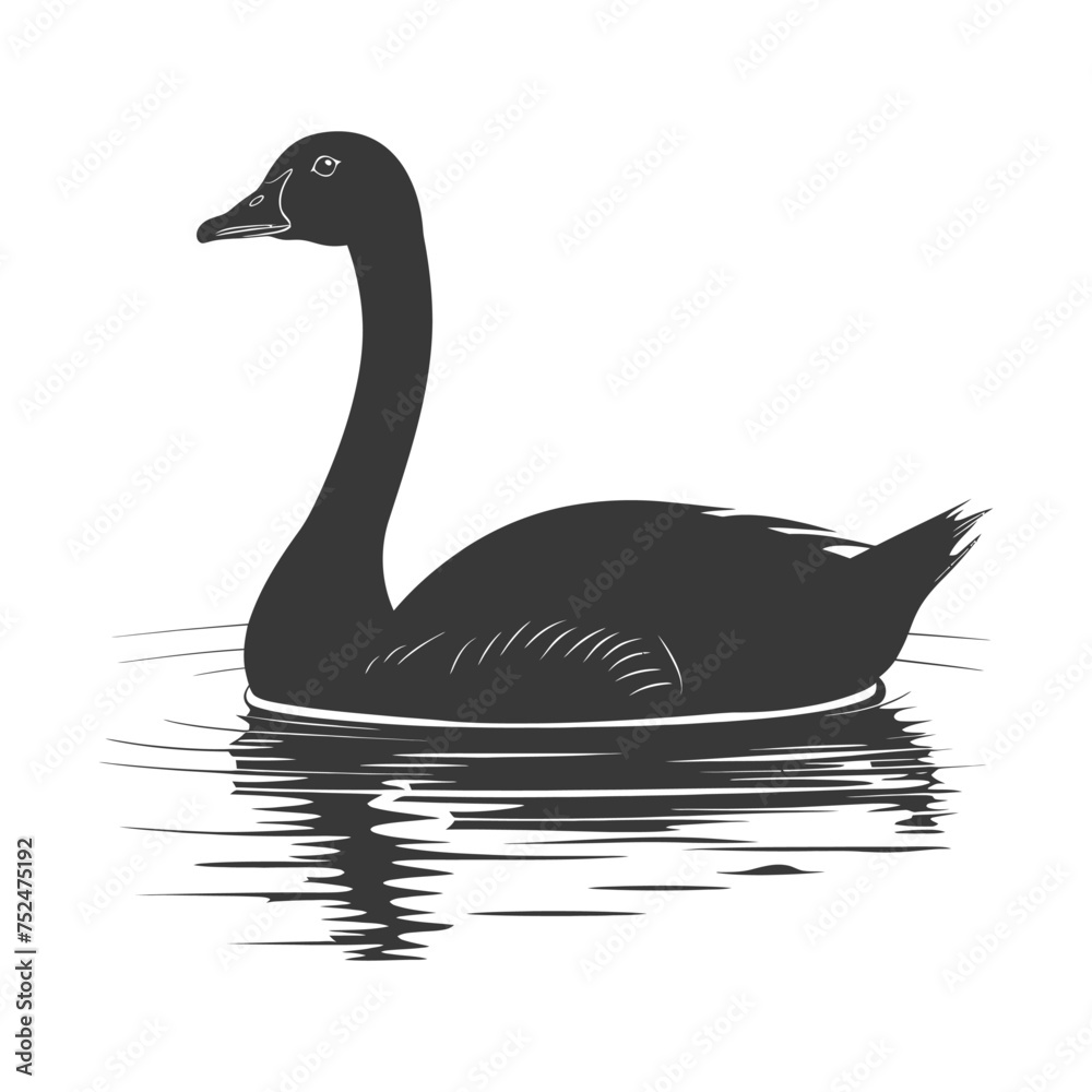 Silhouette goose animal swim black color only full black color only Silhouette goose animal swim black color only full black color only