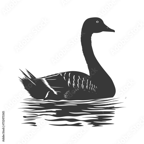 Silhouette goose animal swim black color only full black color only