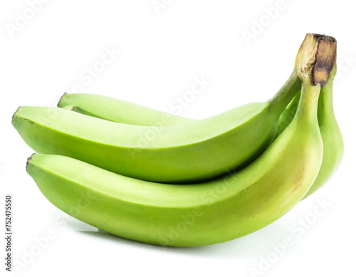 Grüne Banane isoliert auf weißen Hintergrund, Freisteller 
