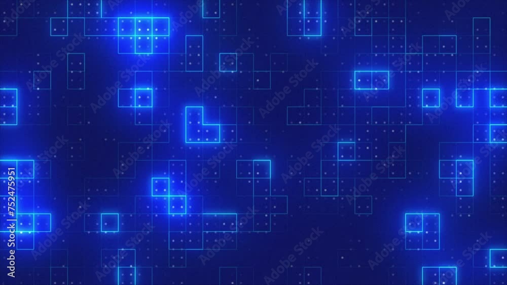Abstract Digital Grids Wire Frame Dots Blue Loop Background Abstract Digital Grids Wire Frame Dots Blue Loop Background