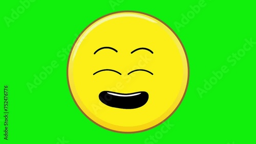 Happy smiley face expressions emoticon on green background chroma key. Various motion emoticons for social media and creative content.
  photo