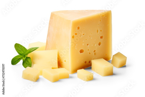 parmesan cheese realistic photo on transparent background, png file