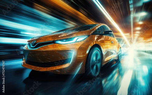 future concept of electric car driving image © Alexei