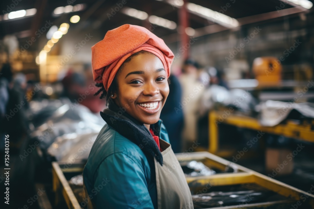 Portrait of a woman working in a factory Portrait of a woman working in a factory