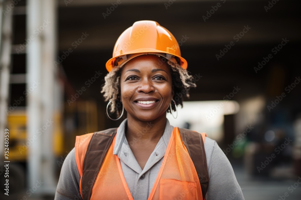 Portrait of a middle aged woman engineer on the construction site Portrait of a middle aged woman engineer on the construction site