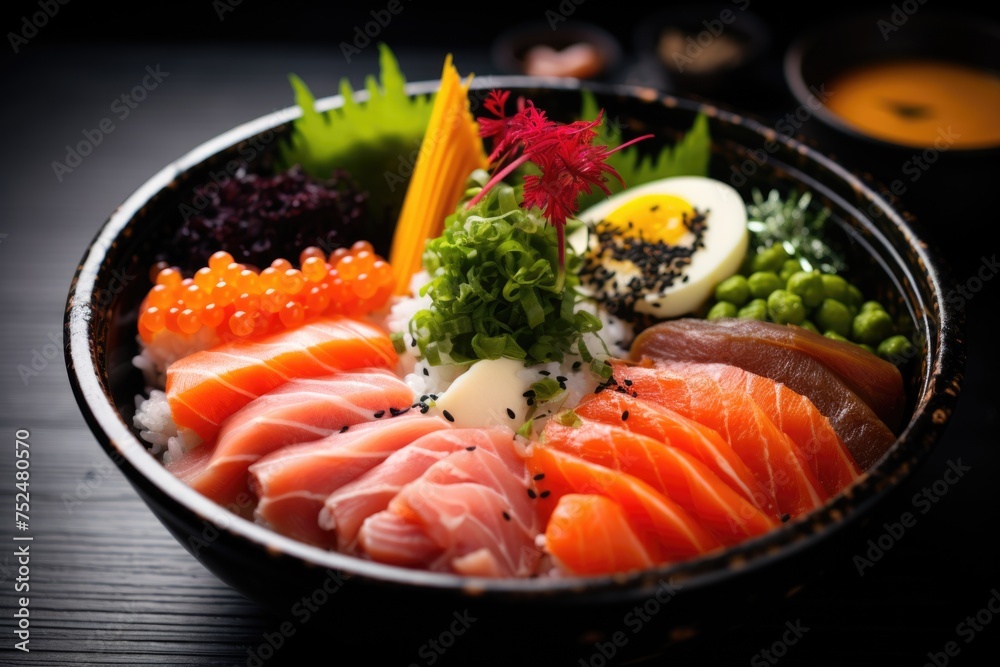 Sashimi platter with salmon, ikura, and tobiko Sashimi platter with salmon, ikura, and tobiko