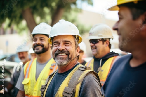 Portrait of a smiling middle aged male construction worker