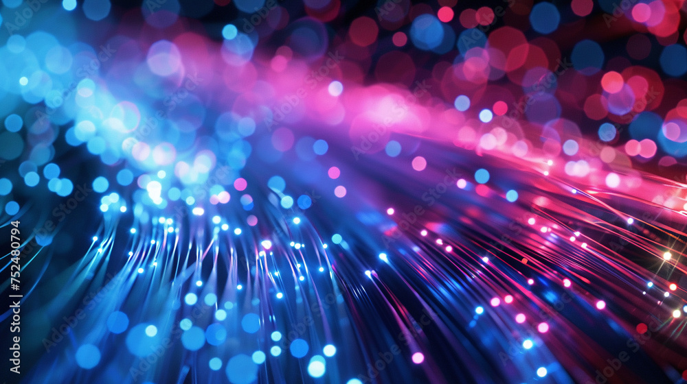 Abstract background of glowing fiber optic strands, dynamic colors, high-speed data concept, futuristic network Abstract background of glowing fiber optic strands, dynamic colors, high-speed data concept, futuristic network