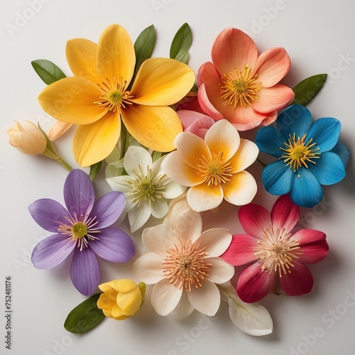 Free Photo Beautiful Colorful spring flowers on white background view closeup nature background