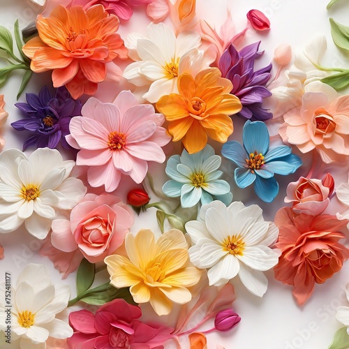Free Photo Beautiful Colorful spring flowers on white background view closeup nature background