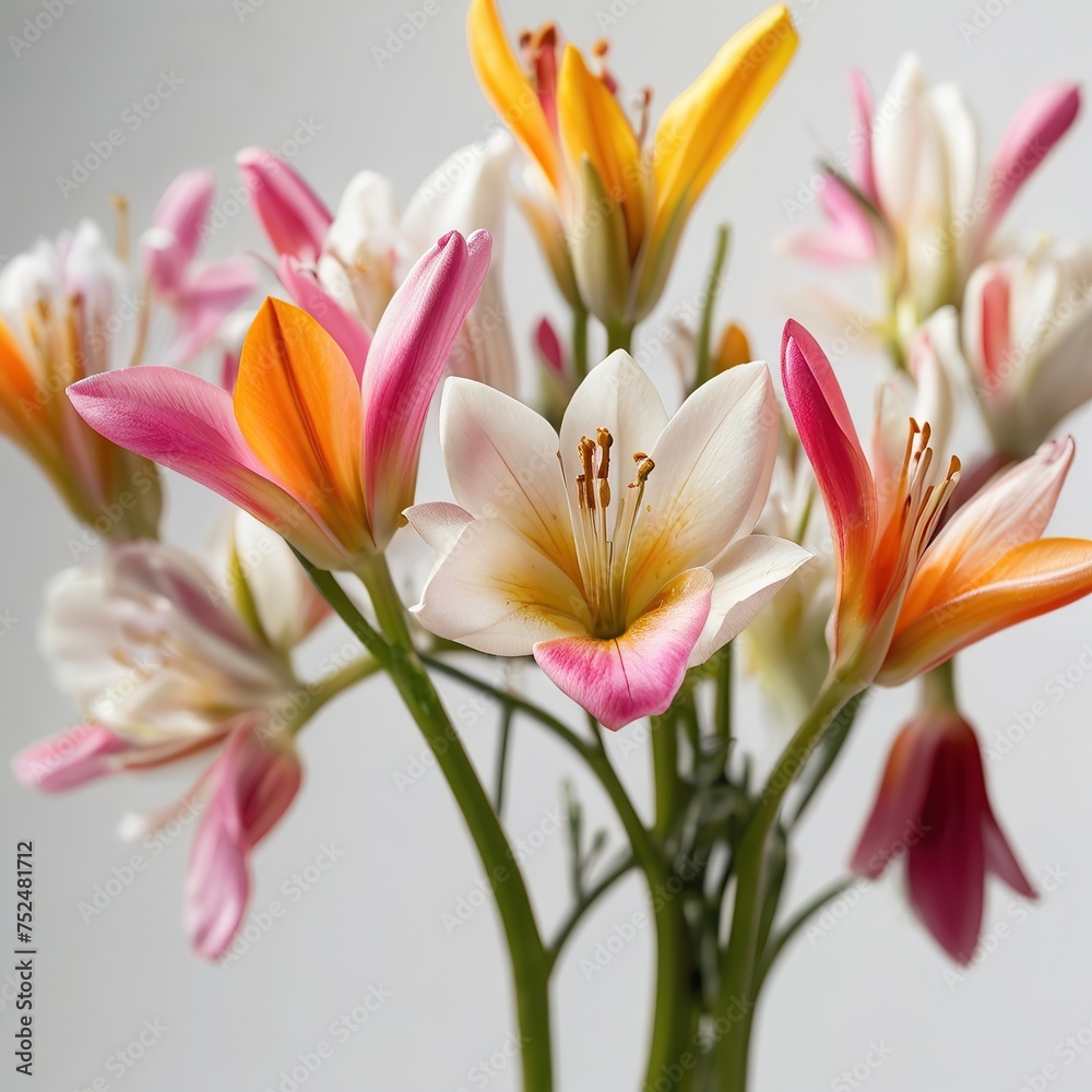 Free Photo Beautiful Colorful spring flowers on white background view closeup nature background Free Photo Beautiful Colorful spring flowers on white background view closeup nature background