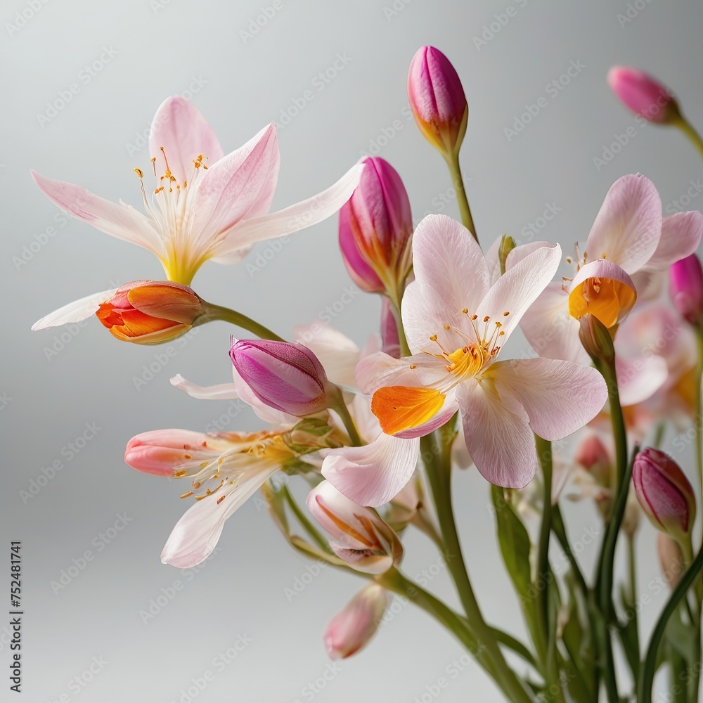 Free Photo Beautiful Colorful spring flowers on white background view closeup nature background