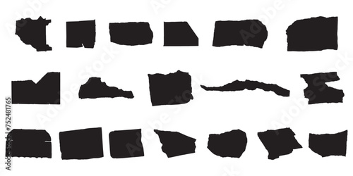 Set of torn paper silhouette. Ripped paper pieces vector.