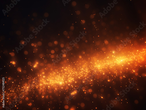 Dark orange and glow particle abstract background light ray beam effect.