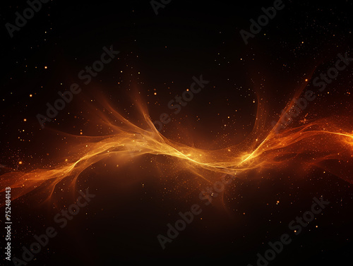 Dark orange and glow particle abstract background light ray beam effect.