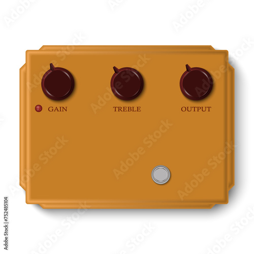 Realistic guitar effect pedal and stomp boxes, vector illustration