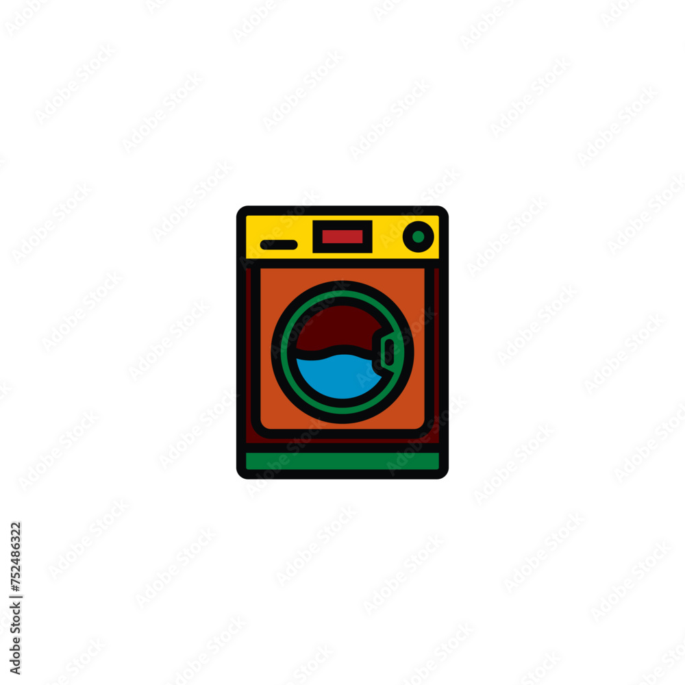 Original vector illustration. A contour icon. Electrical appliance, washing machine. Washer. A design element. Original vector illustration. A contour icon. Electrical appliance, washing machine. Washer. A design element.