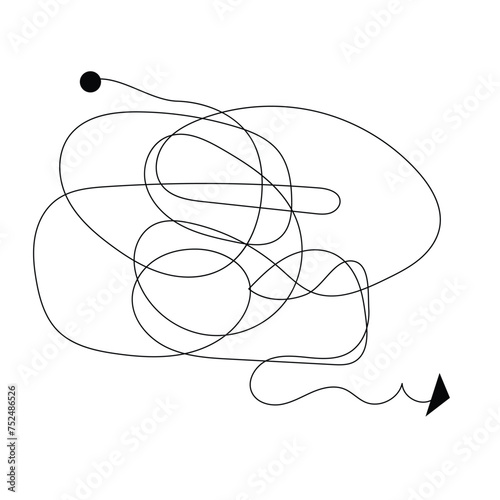 Vector illustration of messy lines depicting problems and confusion