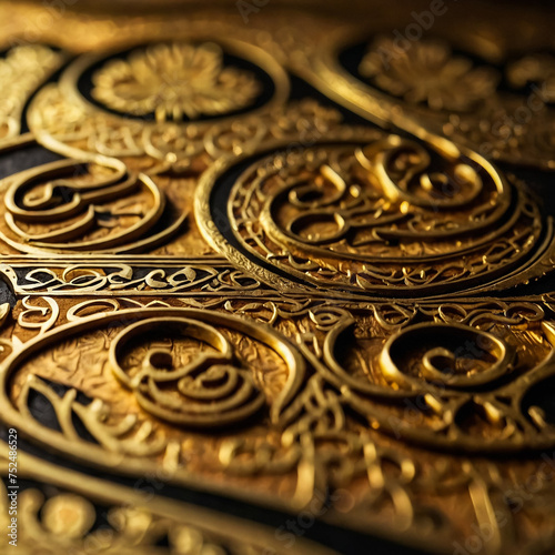 close up of a golden calligraphy Design