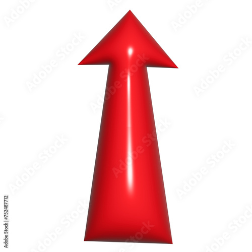 3D red arrow on white background. Shiny Arrows for app, website, social media and digital advertisement use.