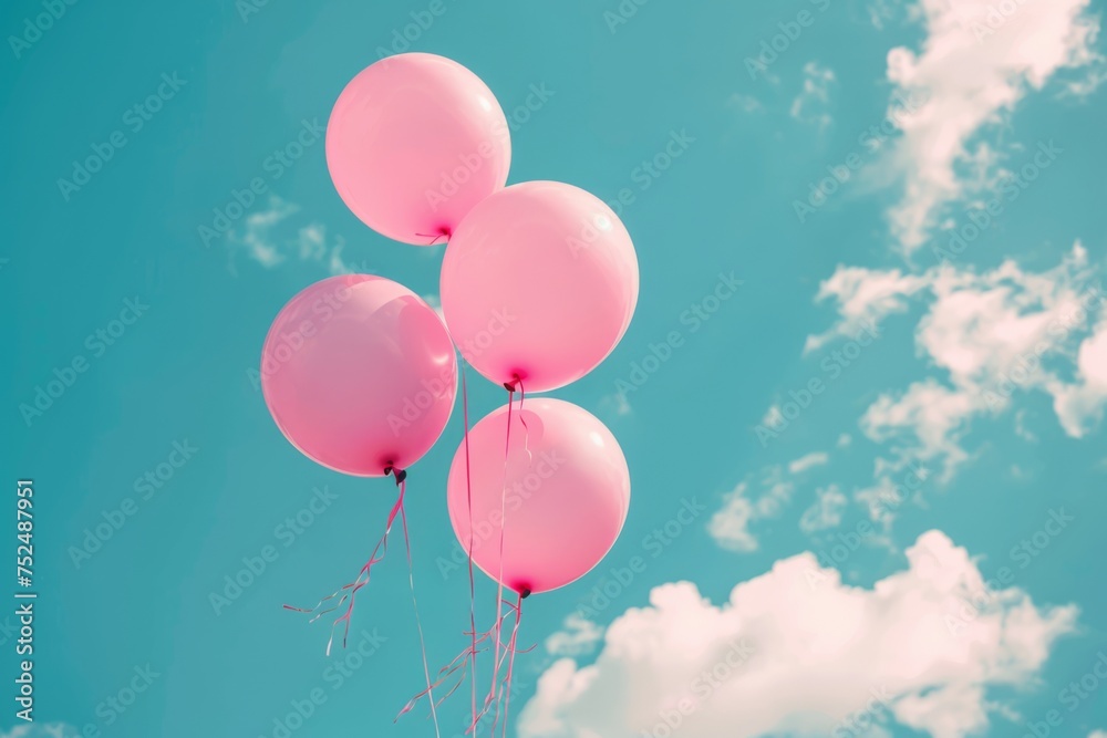 
elegant pink big balloons set on beautiful blue sky