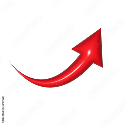 3D red arrow on white background. Shiny Arrows for app, website, social media and digital advertisement use.