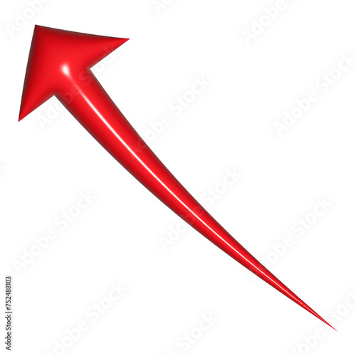 3D red arrow on white background. Shiny Arrows for app, website, social media and digital advertisement use.