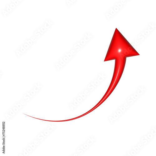 3D red arrow on white background. Shiny Arrows for app, website, social media and digital advertisement use.