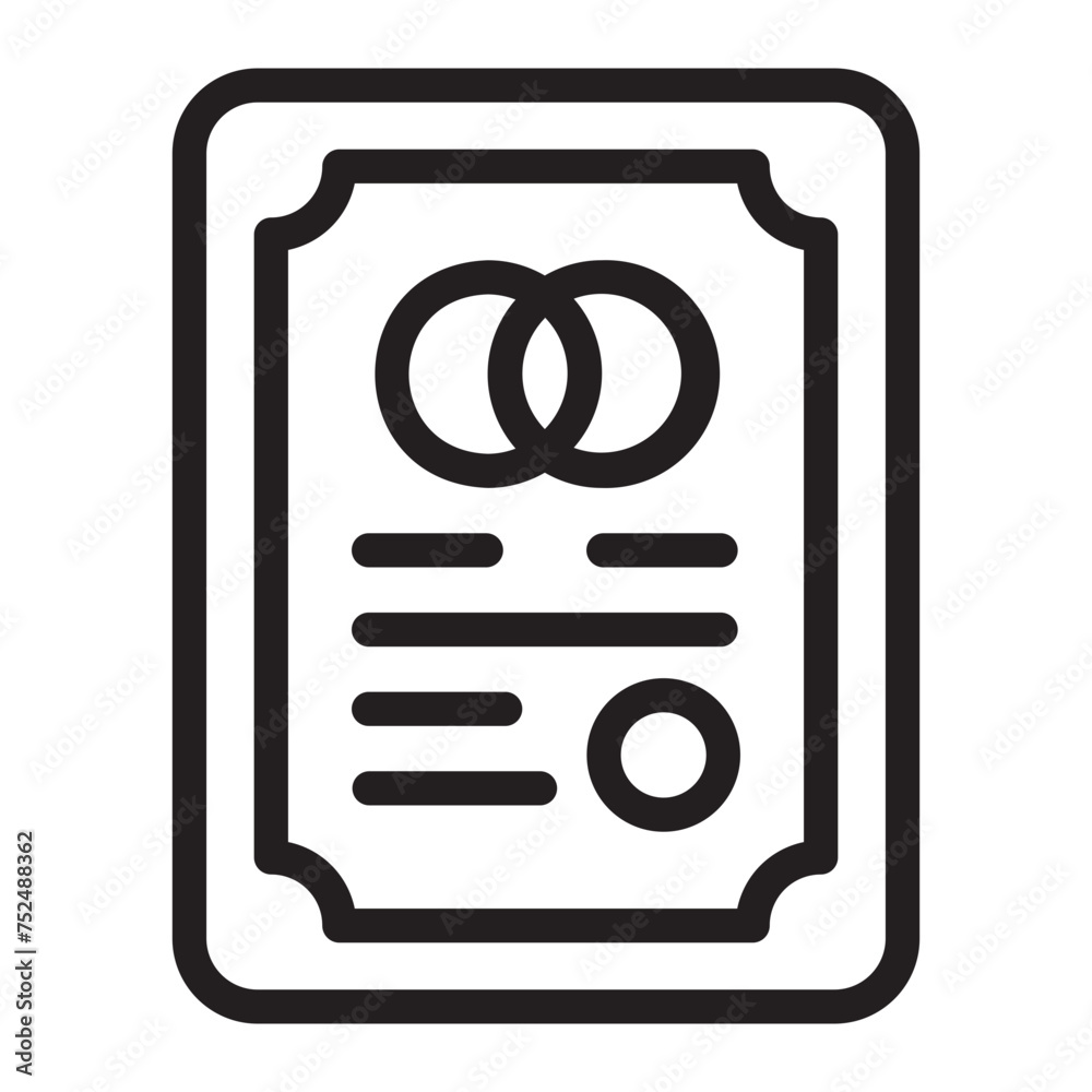 marriage certificate line icon