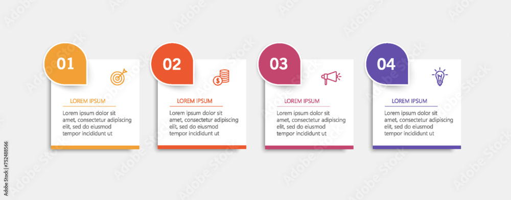 Vetor de Infographic business design vector template with 4 options ...