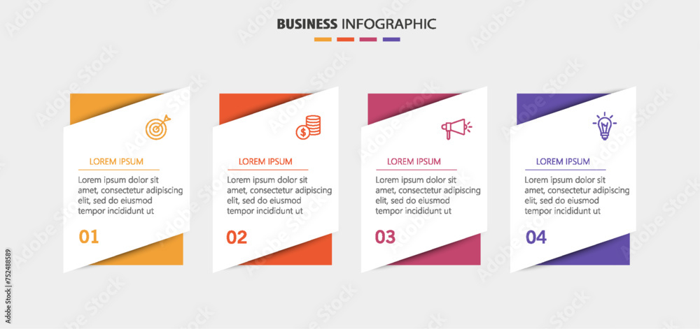 Infographic business design vector template with 4 options, steps or processes. Can be used for presentations banner, workflow layout, process diagram, flow chart, info graph Infographic business design vector template with 4 options, steps or processes. Can be used for presentations banner, workflow layout, process diagram, flow chart, info graph