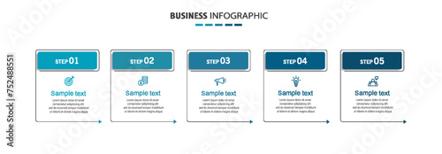 Business infographic design template with 5 options, steps or processes